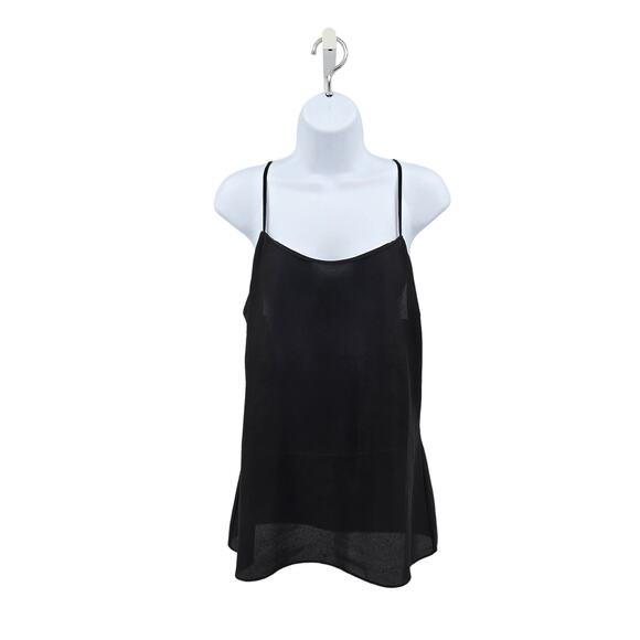 J Crew Black Sheer Racerback Camisole Tank Top Womens 6 Flowy Relaxed Fit V-Neck - Picture 3 of 8